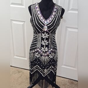 NWT Zeagoo Sequin Flapper Dress With Fringe  Size M